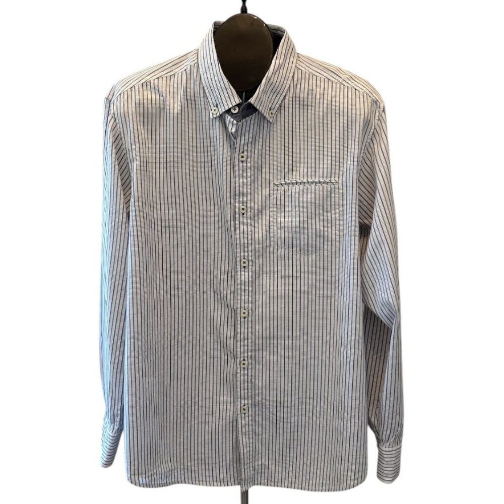 Tommy Bahama Jeans Island Modern Fit Shirt Mens L Blue White Stripe Long Sleeve